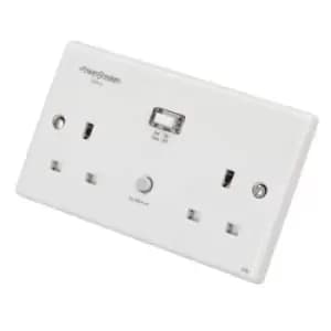 Image of Powerbreaker 13A 2 Gang Type A Passive Unswitched Rcd Socket White - H22-WP