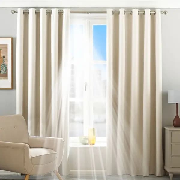 Image of Twilight Thermal Blackout Eyelet Curtains Ivory, Ivory / 117 x 183cm