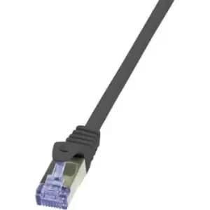 Image of LogiLink CQ3013S RJ45 Network cable, patch cable CAT 6A S/FTP 25.00cm Black Flame-retardant, incl. detent