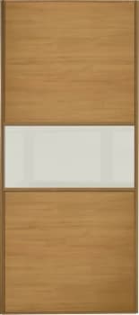 Image of Wickes Sliding Wardrobe Door Fineline Oak Panel and Soft White Glass - 2220 x 762mm