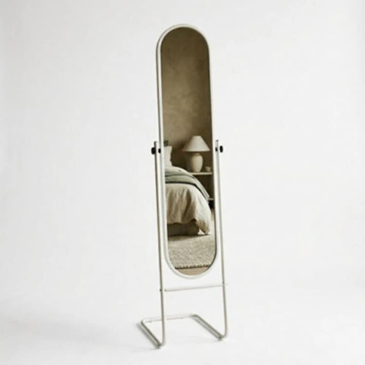 Image of Harbour Housewares Round Full-Length Mirror - 153Cm X 30Cm - White - Large Tall Freestanding Mirror For Bedrooms & Hallways