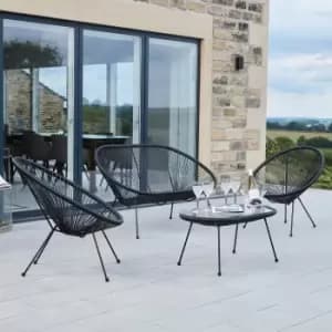 Image of Rio 4 Seater Garden Bistro Set - Black