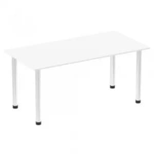 Image of Impulse 1600mm Straight Table White Top Chrome Post Leg I003594
