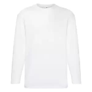 Image of Fruit Of The Loom Mens Valueweight Crew Neck Long Sleeve T-Shirt (L) (White)