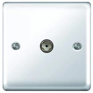 Image of Wickes Single Raised Plate Coaxial Socket - Polished Chrome