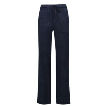 Image of Scotch and Soda Wide Leg Jacquard Trousers - Navy 0217