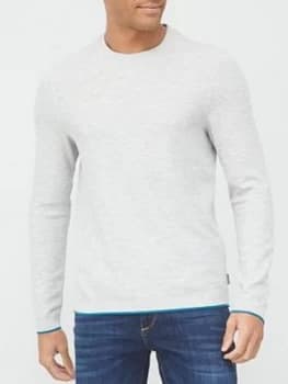 Image of Ted Baker Swetty Textured Knitted Jumper - Grey Marl, Size XL, Men