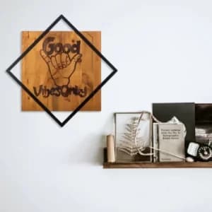 Image of Good Vibes Only Walnut Black Decorative Wooden Wall Accessory