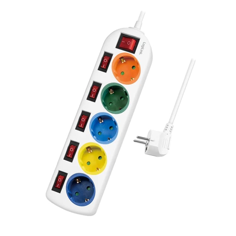 Image of LogiLink LPS258 power extension 1.5 m 5 AC outlet(s) Indoor White