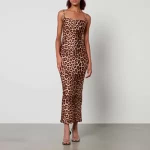 Image of Good American Leopard-Print Stretch-Satin Maxi Dress - M
