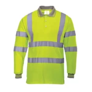 Image of Portwest Hi Vis Long Sleeved Polo Shirt Yellow L