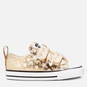 Image of Converse Toddlers Chuck Taylor All Star 2V Trainers - Light Gold/White - UK 4 Baby