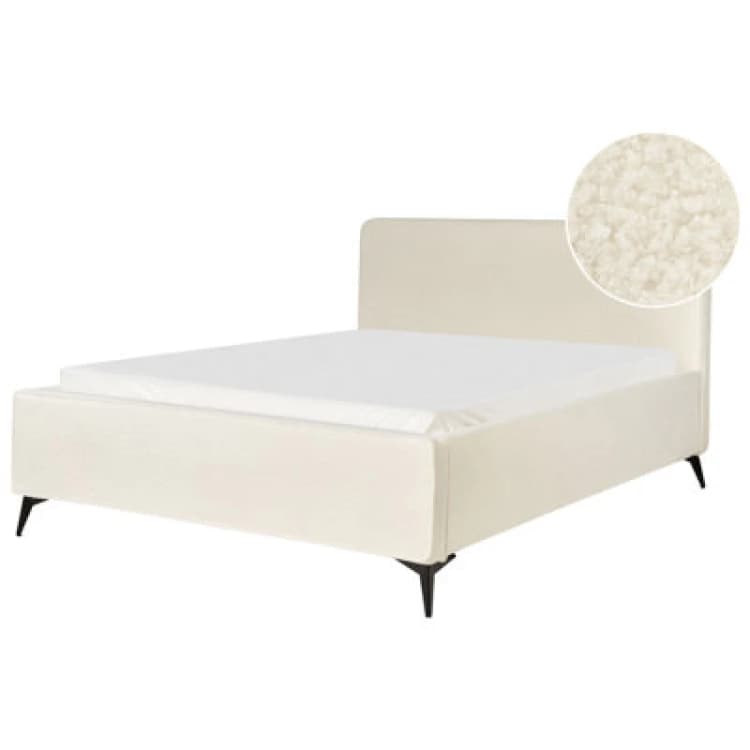 Image of Beliani Bed Boucle Valognes 160 X 200 Cm (Eu King Size) Off-White