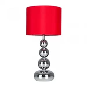 Image of Marissa Chrome Touch Table Lamp with Red Shade
