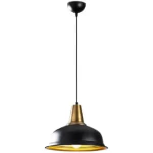 Image of Cristal Model 27 Deco Black Dome Pendant Lamp Golden Interior