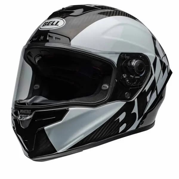 Image of Bell Race Star DLX Flex Offset Gloss Black White Full Face Helmet Size L