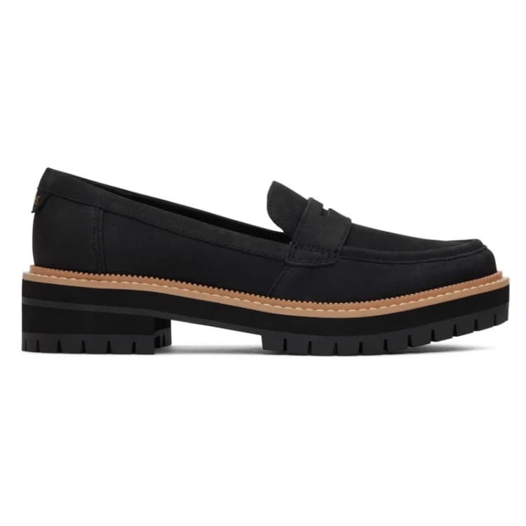 Image of (Black, 5 (Adults')) TOMS Cara Leather Womens Black Loafers