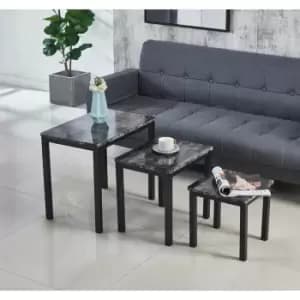 Image of Marble Effect mdf Grey Emillia,Nest of 3 Table Sets - Grey - Modernique