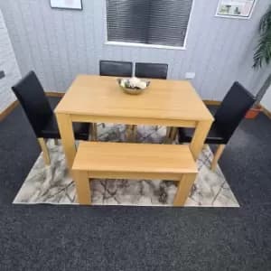 Image of Dining Table With 4 Chairs and 1 Bench Kitchen Dining Set for 6