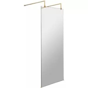 Image of Wet Room Screen with Brass Support Arms and Feet 800mm Wide - 8mm Glass - Hudson Reed
