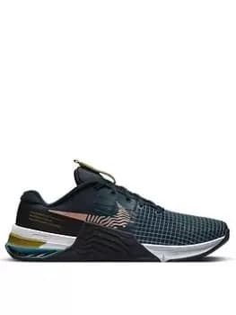 Image of Nike Metcon 8 - Navy/Orange, Navy/Orange, Size 7, Men