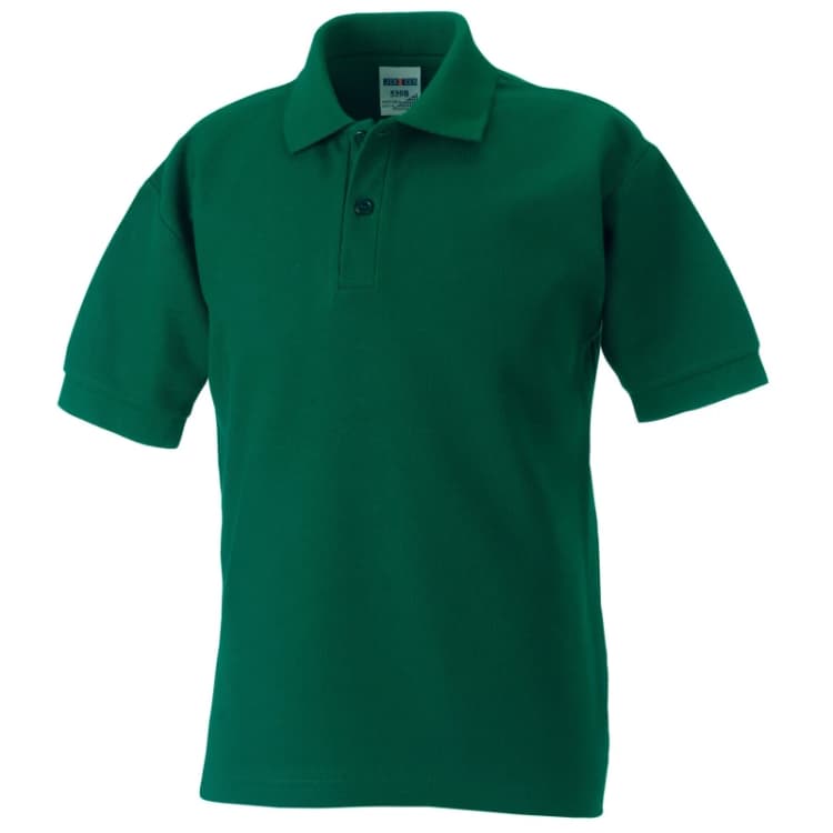 Image of Jerzees Schoolwear Jerzees Schoolgear 65 35 Pique Polo Shirt in Bottle Green Size: 3-4 Years Bottle Green Unisex 3-4 Years