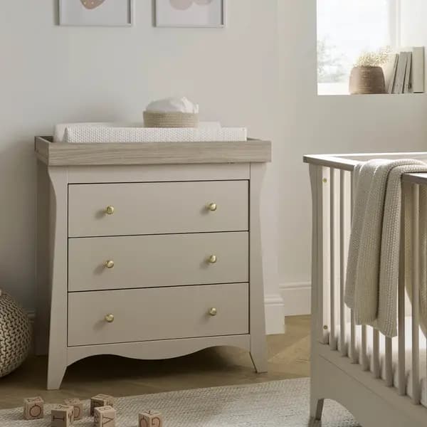 Image of CuddleCo Clara 3 Drawer Chest & Changing Unit Pale Cashmere