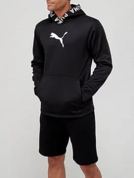 Image of Puma Train Power Fleece Hoodie - Black, Size S, Men