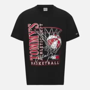 Image of Tommy Jeans Mens Basketball Vintage T-Shirt - Black - S