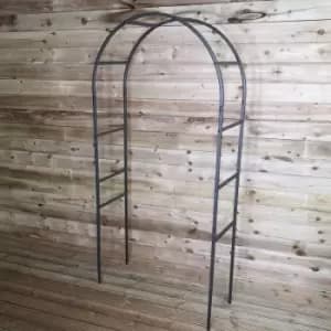 Image of 7.5ft (2.28m x 1.1m) Tom Chambers Climbing Rose Arch Trellis Pewter Powder Coated Metal Steel Garden Flower Arch