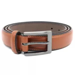 Image of Duke Mens Anthony Square Buckle Edge Stitched Leather Belt (42in) (Tan)