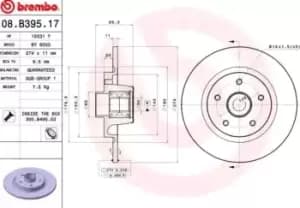 Image of BREMBO Brake disc RENAULT 08.B395.17 8200381148 Brake rotor,Brake discs,Brake rotors
