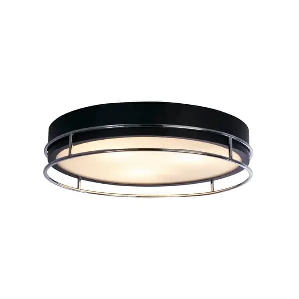 Image of Phoenix 3 Light Flush Black, Chrome, Frosted Glass