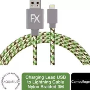 Image of Aquarius 3m Phone Lightning Nylon USB Wire Braided Cable, Camouflage