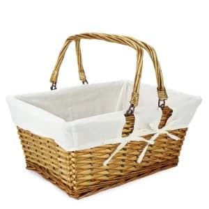 Image of Willow Storage Basket with Cotton Lining M&W Brown