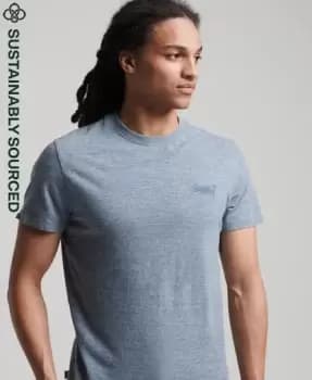 Image of Superdry Mens Organic Cotton Vintage Logo Embroidered T-Shirt Light Blue / Creek Blue Grit Grindle - Size: L
