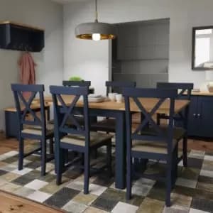 Image of Rye Two Tone Oak & Blue Extending Flip Top Table