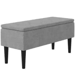 Image of HOMCOM 15" Modern Ottoman Storage Box with Wooden Legs, 47L Storage Ottoman Holds up to 120KG, for Living Room, Bedroom, Grey