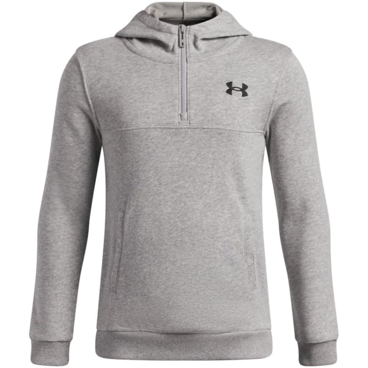 Image of Under Armour Kids Rival Quarter Zip Hoodie Grey/Black male 11-12 (L)