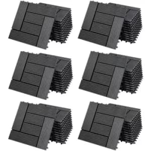 Image of WPC Decking Tiles Waterproof Flooring Terrace Balcony Garden Patio Outdoor Sidewalks Composite Deck Floor 66x Mosaic anthracite