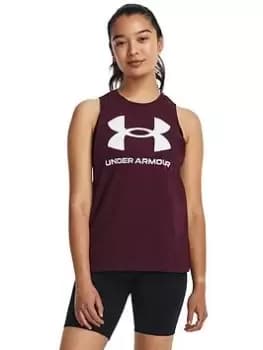 Image of Under Armour Womens Training Sportstyle Graphic Tank, Dark Red, Size S, Women