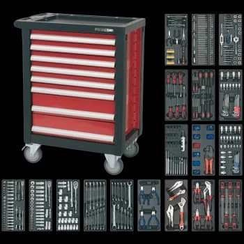 Image of Sealey Premier 8 Drawer Roller Cabinet + 707 Piece Tool Kit Black / Red