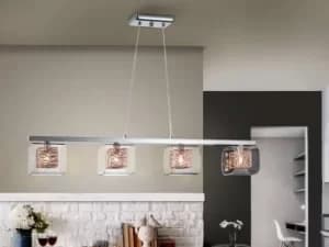 Image of Lios 4 Light Crystal Bar Ceiling Pendant Chrome, copper, G9