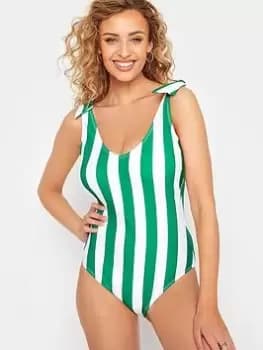 Image of Long Tall Sally Green Stripe Swimsuit, Green, Size 12, Women