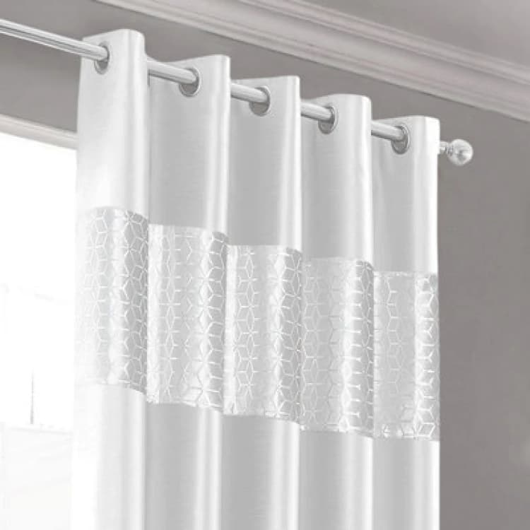 Image of Intimates Vera Faux Silk Crushed Velvet Ready Made Eyelet Curtains - White