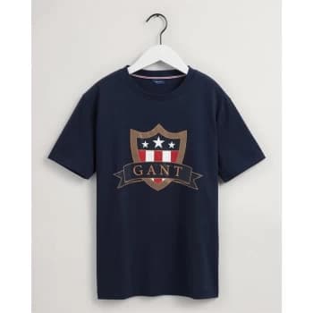 Image of Gant Gant Banner Shield T Shirt Junior - Eve Blue 433