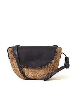 Image of Accessorize Contrast Flap Jute Cross-Body Bag