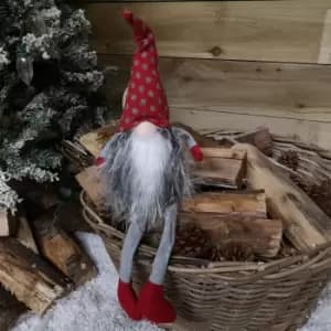 Image of 54cm Festive Christmas Haired Gonk with Dangly Legs in Polka Dot Hat