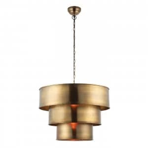 Image of 1 Light Cylindrical Ceiling Pendant Antique Brass, E27