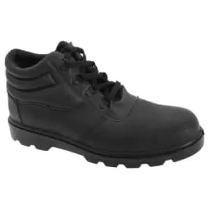 Image of Grafters Mens Grain Leather Treaded Safety Toe Cap Boots (9 UK) (Black)